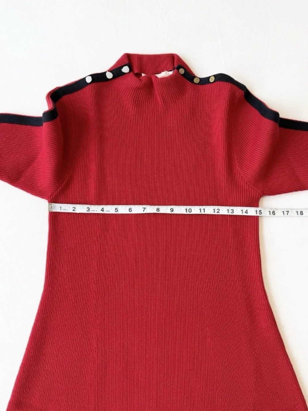 Tory Burch Sardy Red Sweater Dress Women Size L Merino Wool Stripe Mock Neck NWT